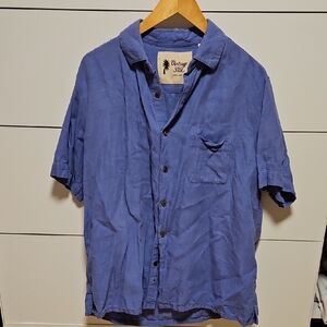 Vintage Blue Casual Button-Down Shirt
